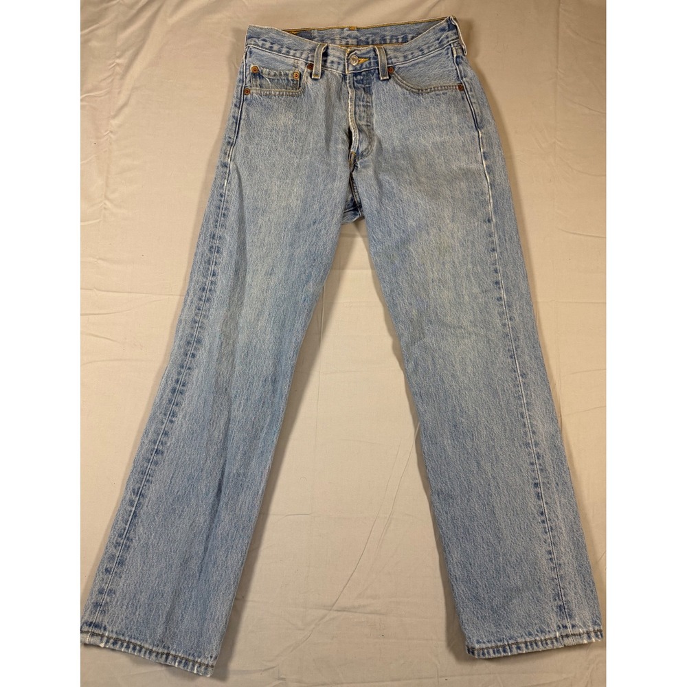 Levis 501 Original Fit Mens Light Wash Straight Leg Button Fly Jeans W29 L30